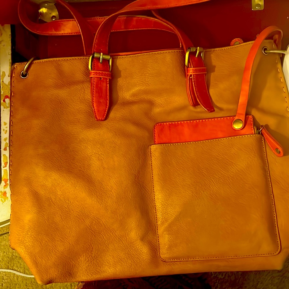 Shiraleah Chicago Brown/Orange Tote Bag Purse